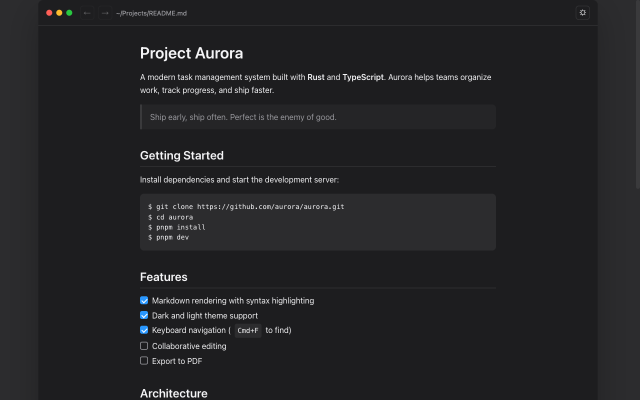 Glance dark theme preview